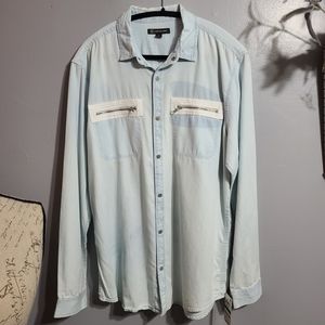 NWT INC Denim Long Sleeve Snap Closures Size L